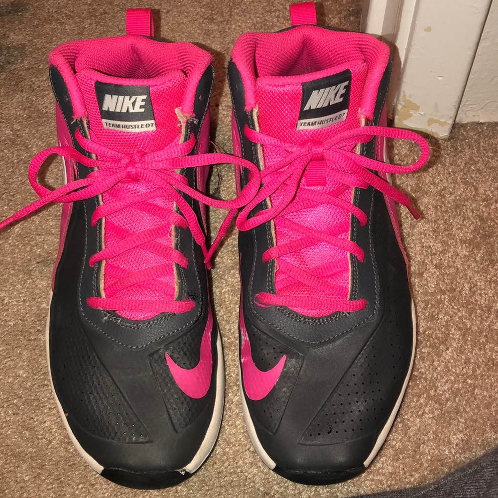 Gray pink and white Nike high top tennis shoes!